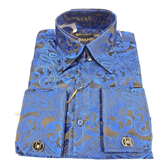 MEN'S MANZINI ROYAL LONG SLEEVE FASHION SPORT SHIRT. MZT-100. - Picture 2 of 5